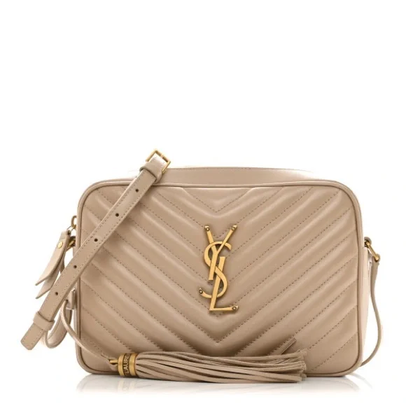 SAINT LAURENT Calfskin Matelasse Monogram Lou Camera Bag Dark Beige - Picture 3 of 15